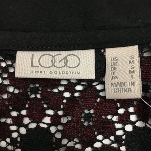 NEW Logo by Lori Goldstein Burgundy & Black Floral Lace Cardigan Tie Front Small - Picture 7 of 12